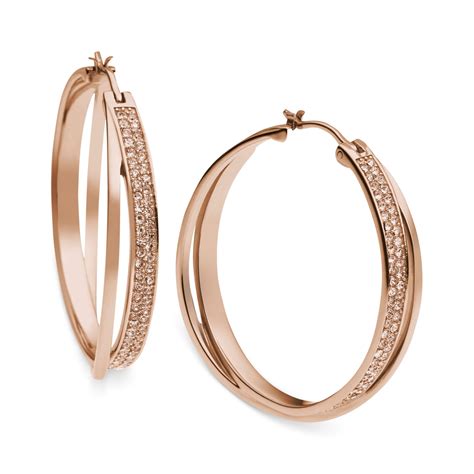 michael kors brilliance rose gold tone crystal hoop earrings|Michael Kors Brilliance Crystal Rose Gold Earrings .